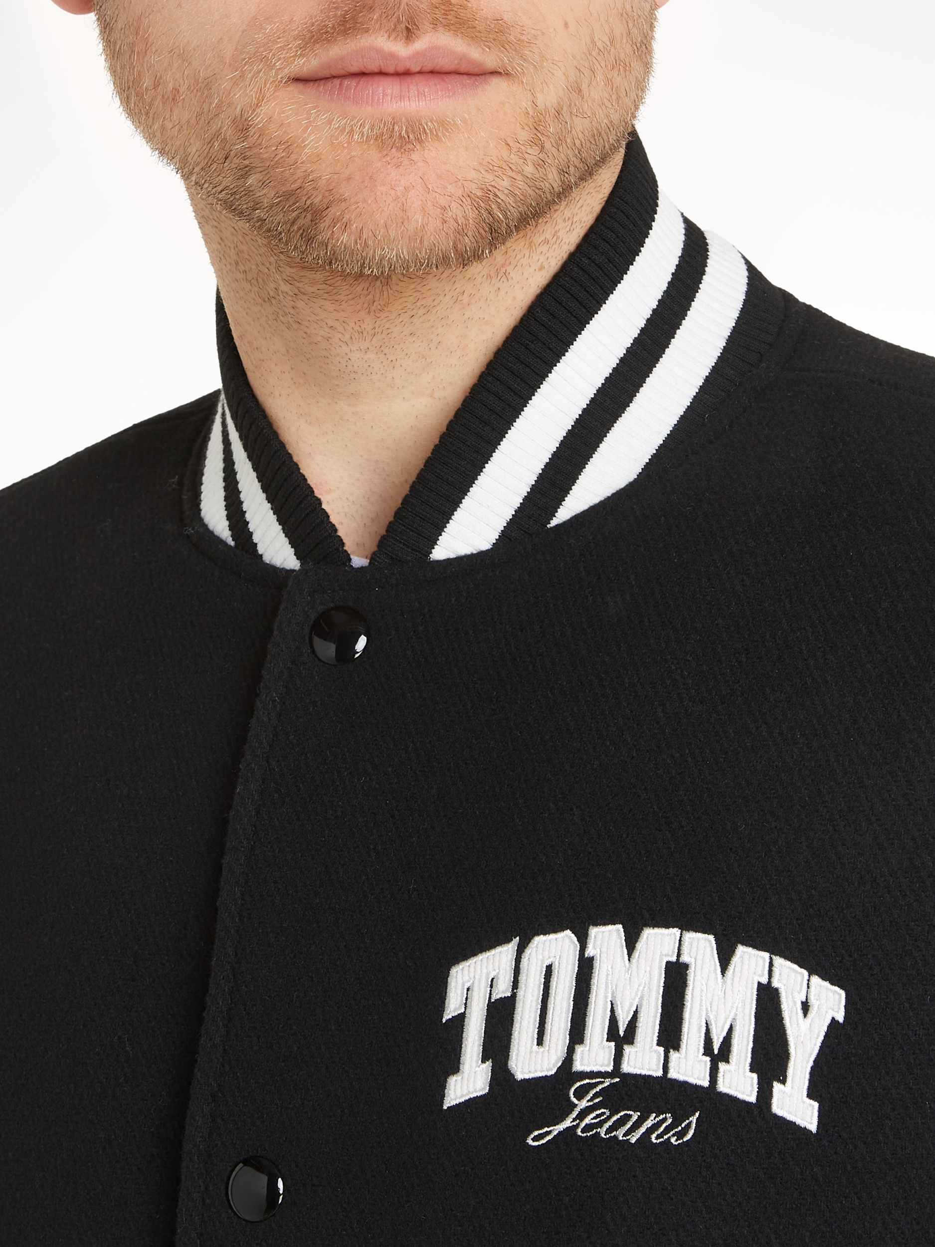 Tommy Jeans Tjm Cord Wool Mix Letterman - Black - Size S - Men